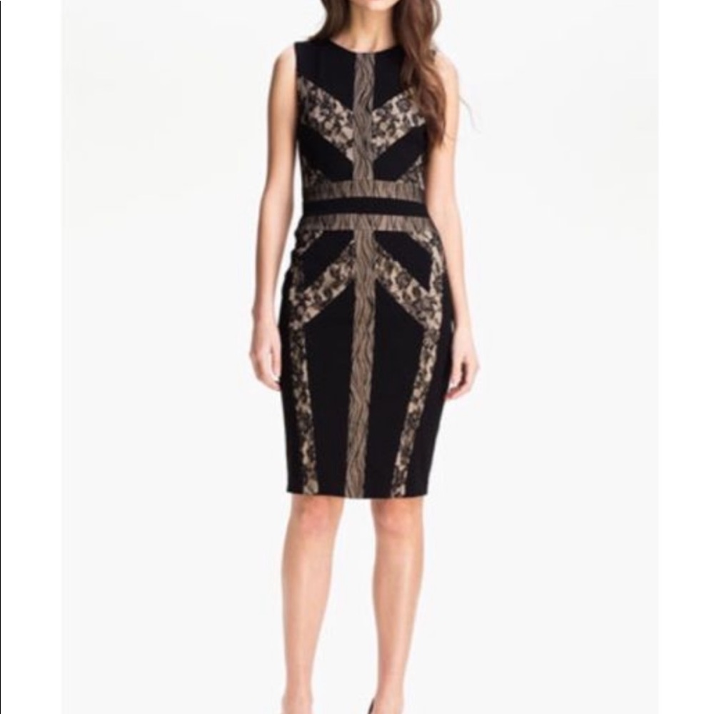 BCBG black and nude dress
